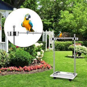 LUXURY Bird Stand Metal 50" x 38“ x 80" Parrot Perch with wheels and blows
