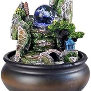 Waterfall Tabletop Fountain Handmade Home Decorations Resin Rockery Fountains Mountain View Small Ornaments Desktop Water Sound Feng Shui Fountains Fountain