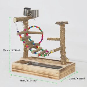 Solid Wood Parrot Stand, Bird Training Stand, Parrot Toy, Wooden Pole Ladder Set, Interactive Amusement Park for Parrot
