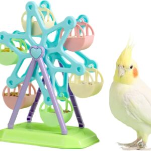 SEIS Ferris Wheel Toy for Bird with Feeder Training Parrot Food Box Birds Brain Game in Cage (Ferris Wheel)
